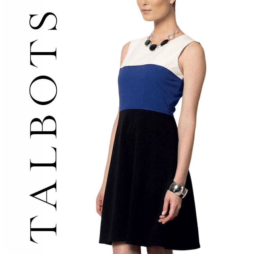 TALBOTS Colorblock Tri-color A-line Sleeveless Dr… - image 1